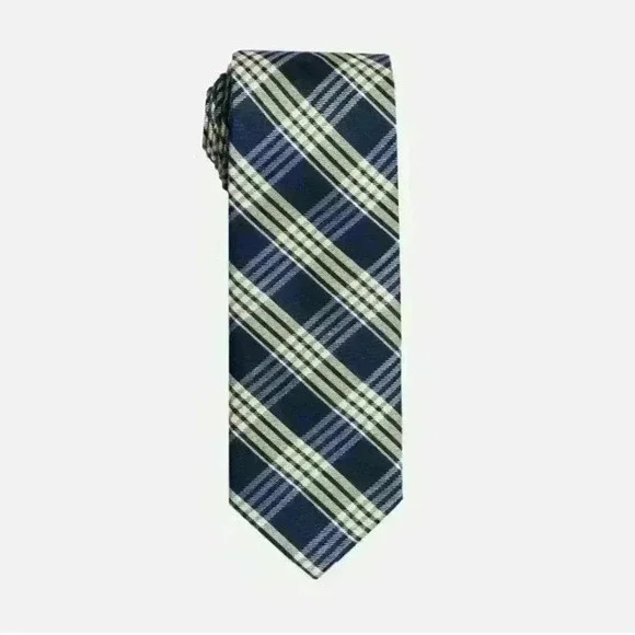 Black Lapel Men's Dark Blue Plaid Silk Blend Neck Tie $39 - Picture 1 of 2
